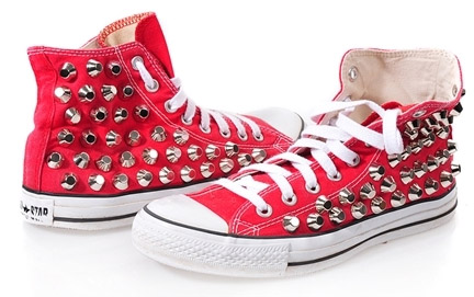 Converse 2nd hand studded red Hi